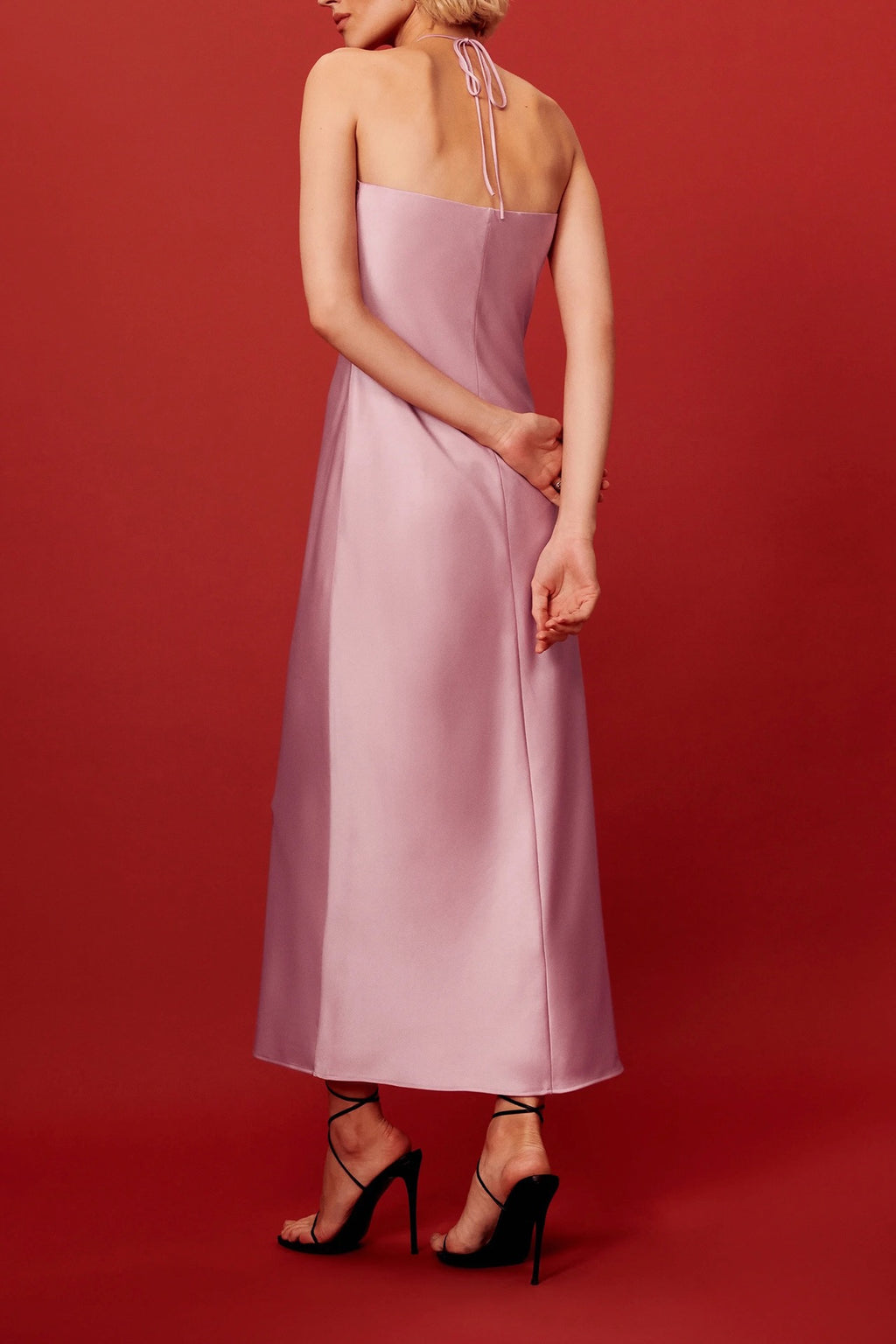 reformation valora satin dress NEW Reformation Valora Gold Silk Satin Halter Tie Midi Maxi Cami Slip Dress 10