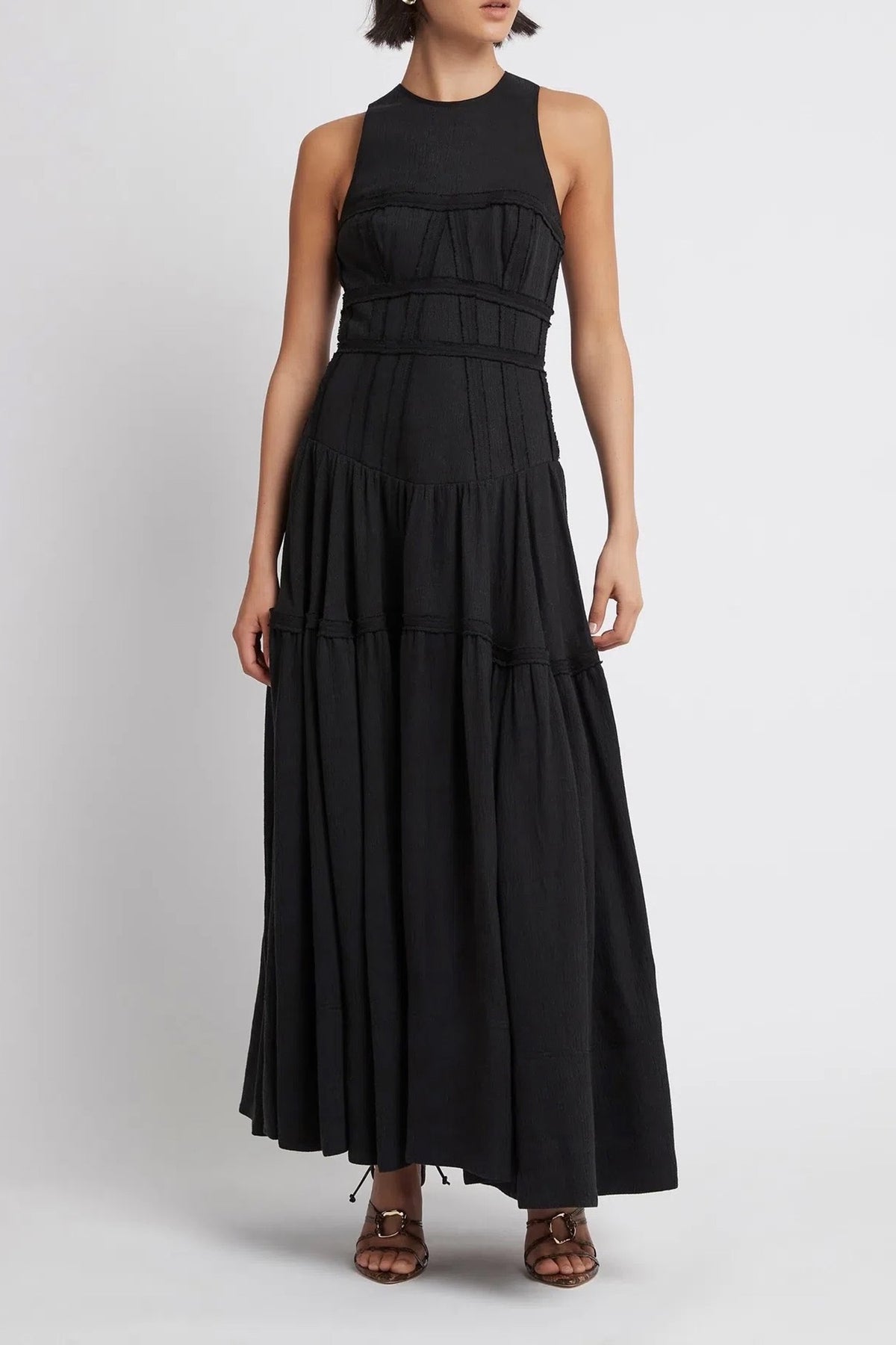 Tidal Corset Midi Dress in Black