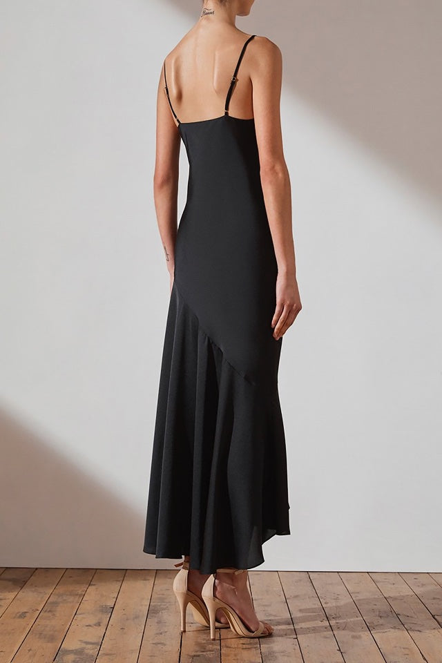 Luxe Bias Asymmetrical Slip Dress in Onyx– LOVE ME RENT ME