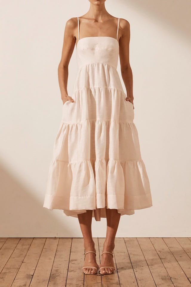 Elsa Tiered Midi in Ecru– LOVE ME RENT ME