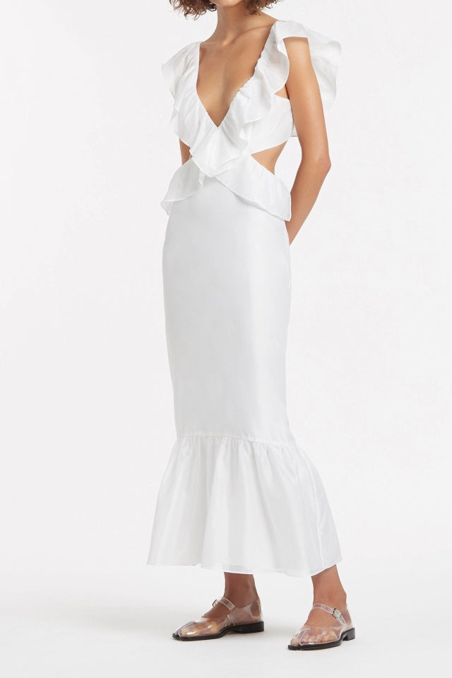linen kaftan maxi dress THE LINEN VOILE KAFTAN LARGE / White
