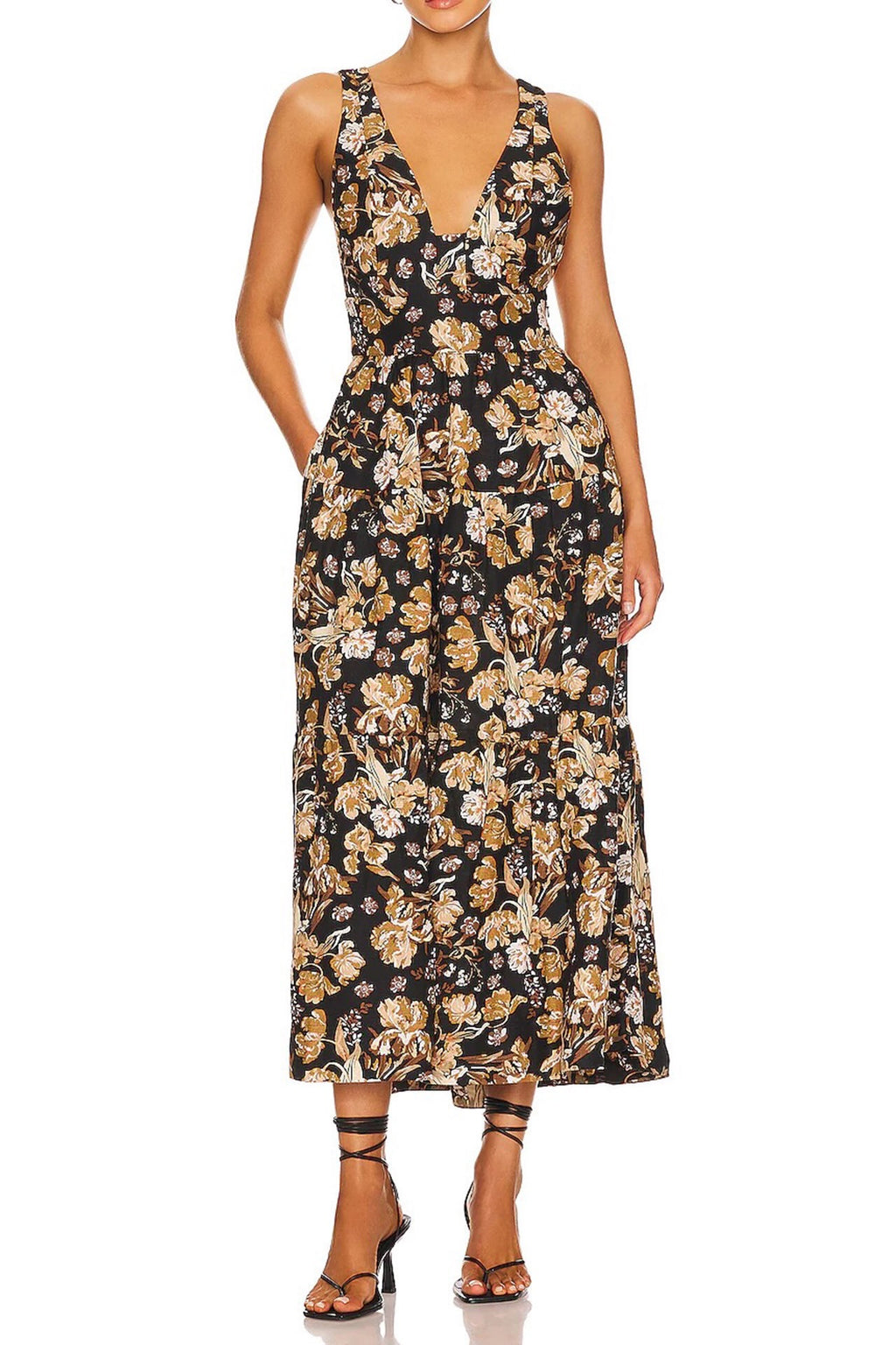 palermo linen midi dress FARM Rio Palermo Red Sleeveless Midi Dress