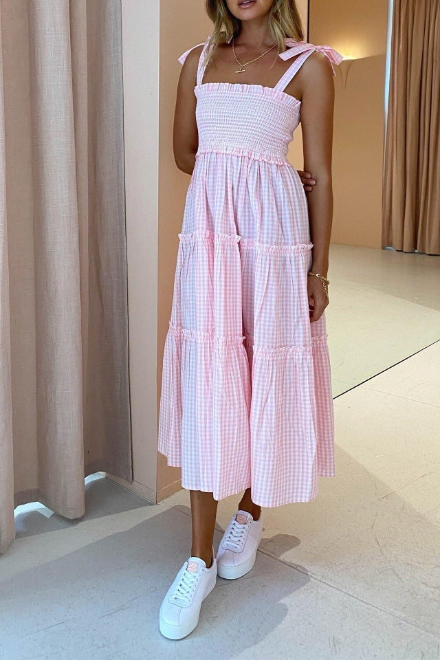 Lyla Dress in Pink Check